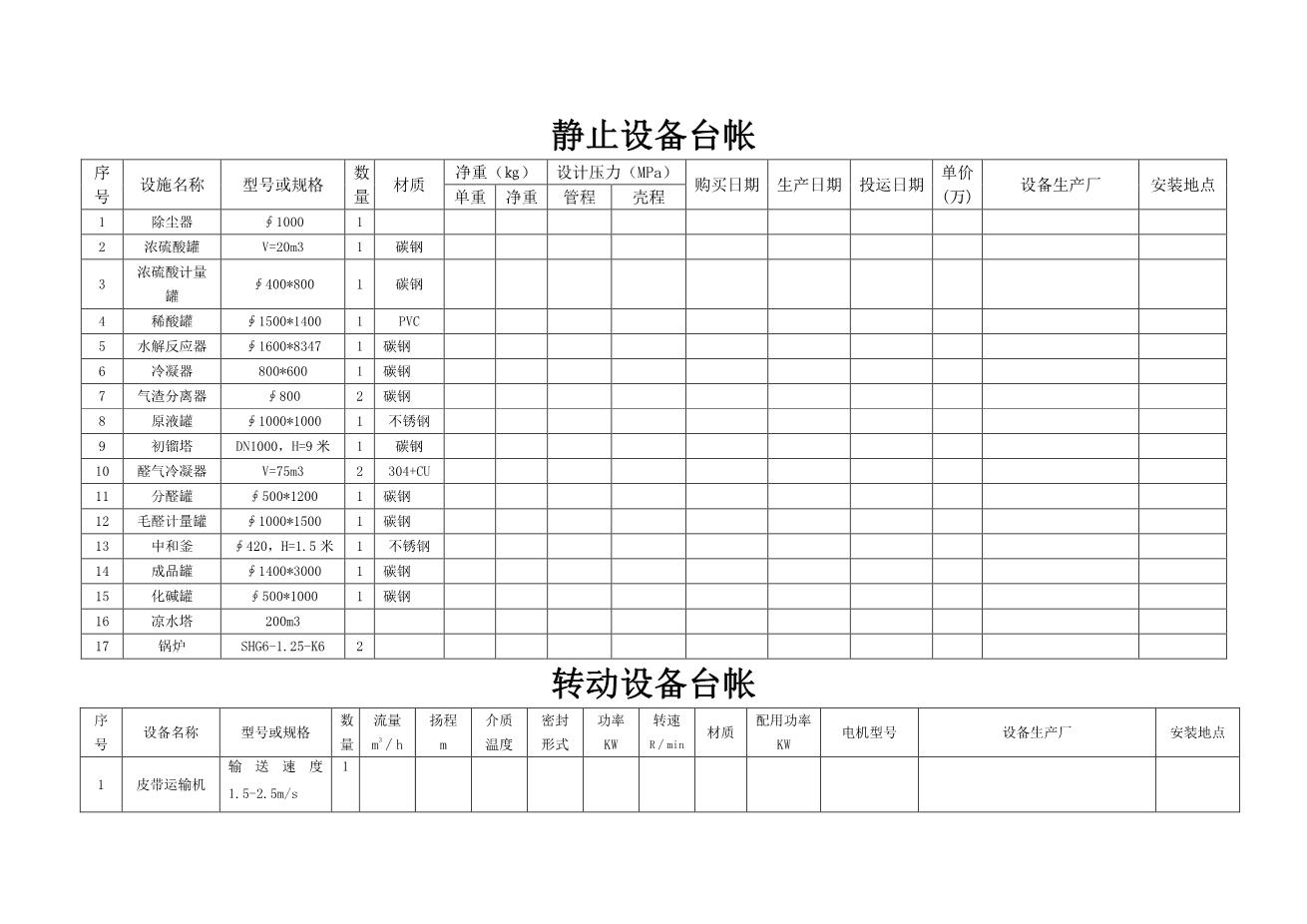 “一线三排”设备、设施清单1
