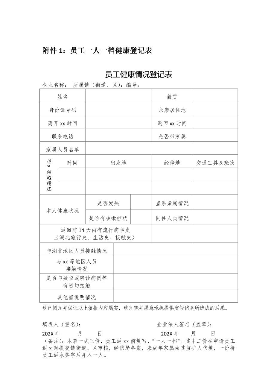 员工一人一档健康登记表1