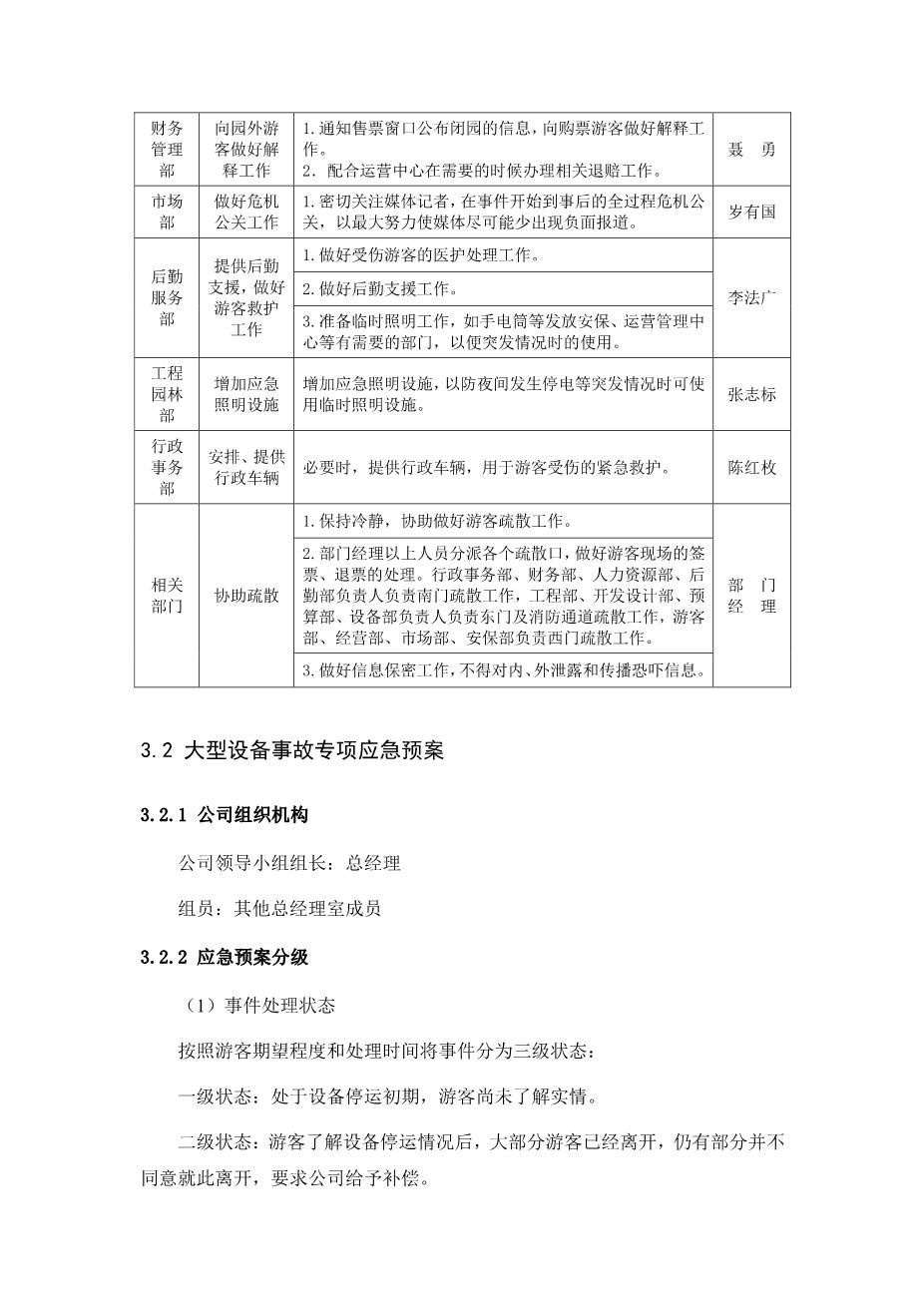 游乐园安全事故应急预案4