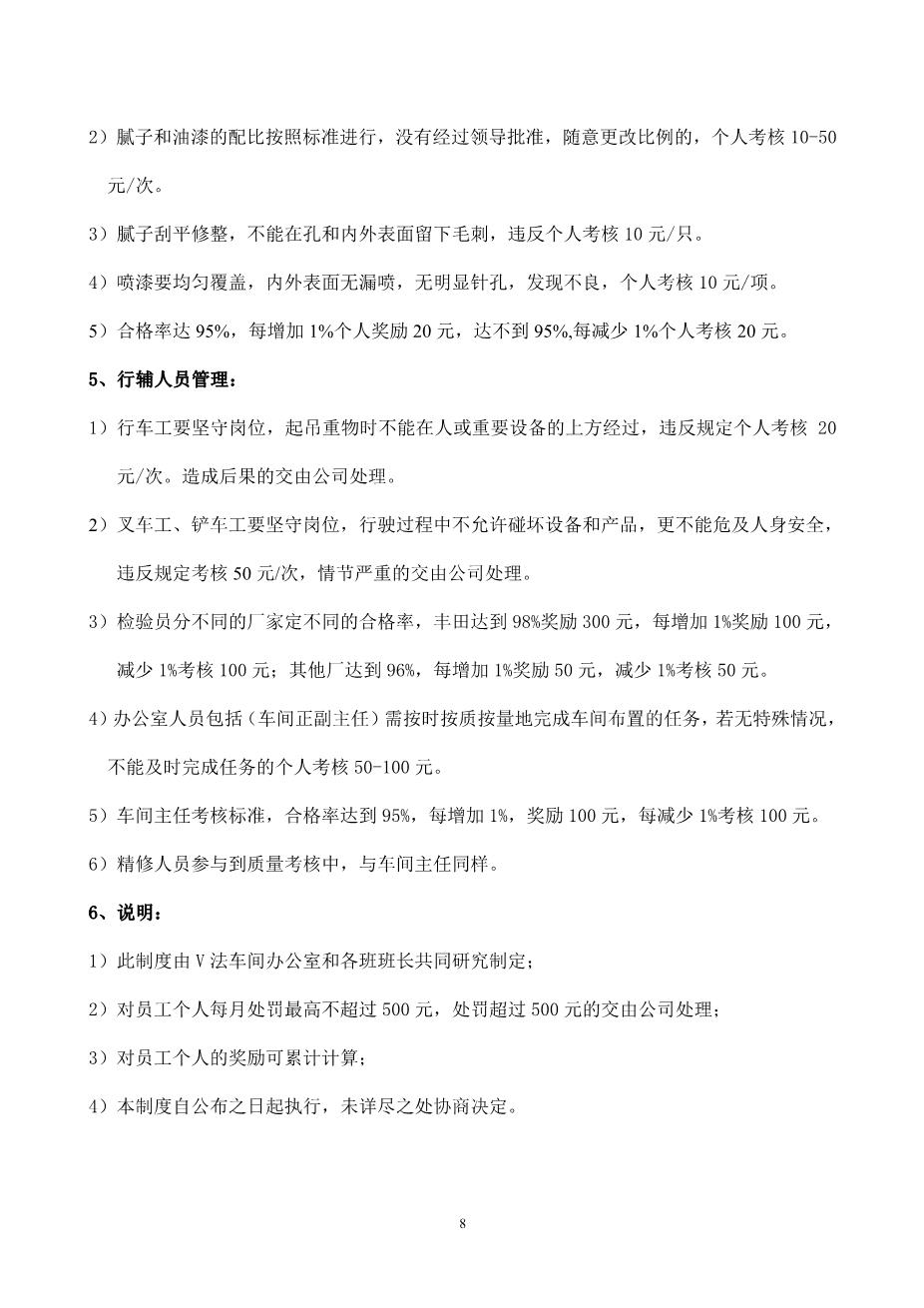 铸造车间管理和奖惩制度8