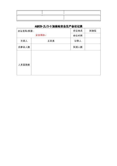 加油站安全生产会议记录要点
