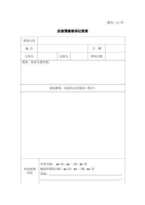 13-11-应急预案培训记录表