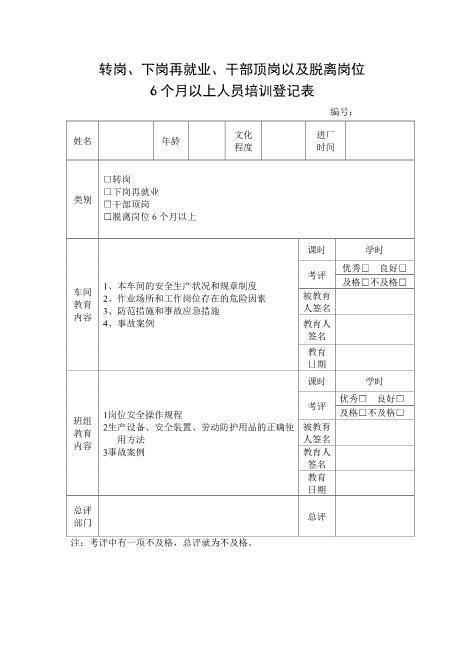 5-5.转岗、下岗再就业以及脱离岗位6个月以上人员培训登记表