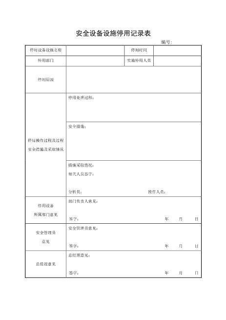 6-11.安全设备设施停用记录表
