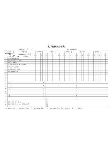 16.电焊机日常点检表