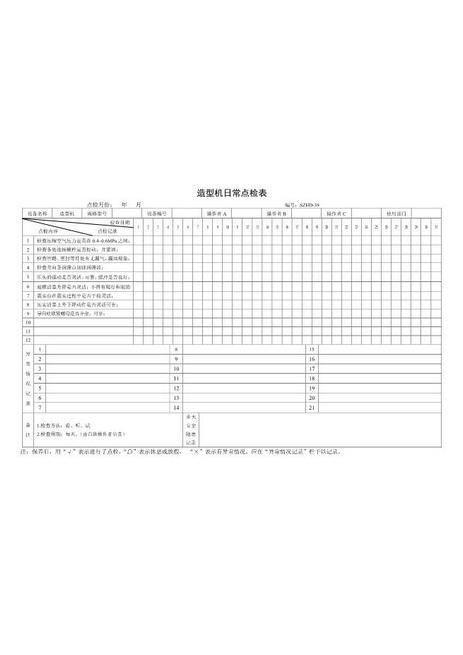 39.造型机日常点检表