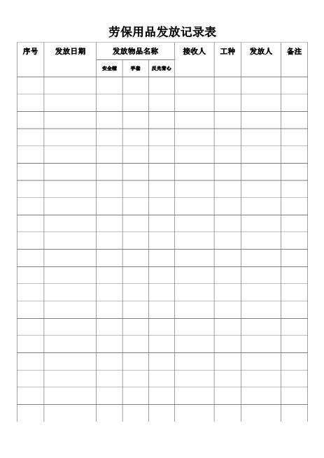 编号26劳保用品发放表格及管理制度