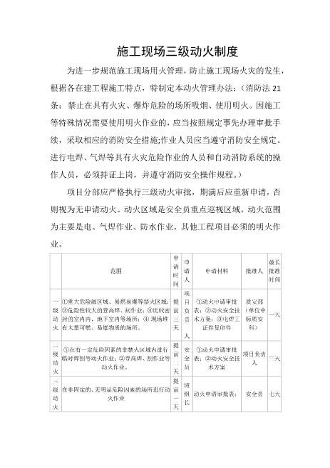施工现场三级动火制度