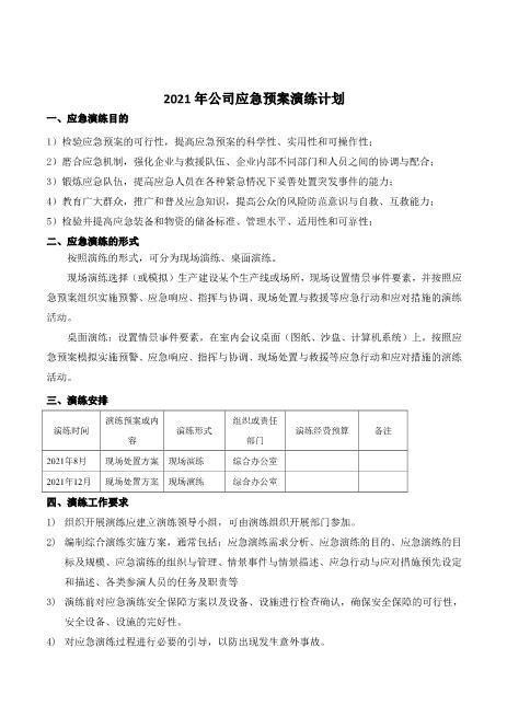 公司应急预案演练计划