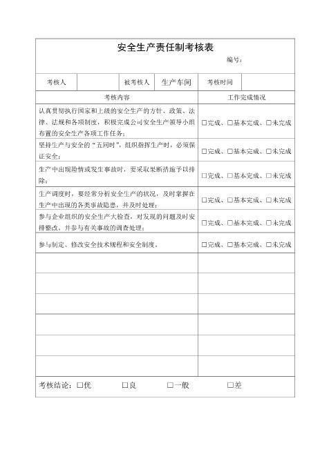 14.生产车间安全生产责任制考核表