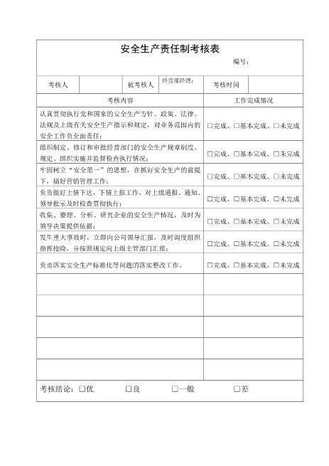 21.经营部经理安全生产责任制考核表