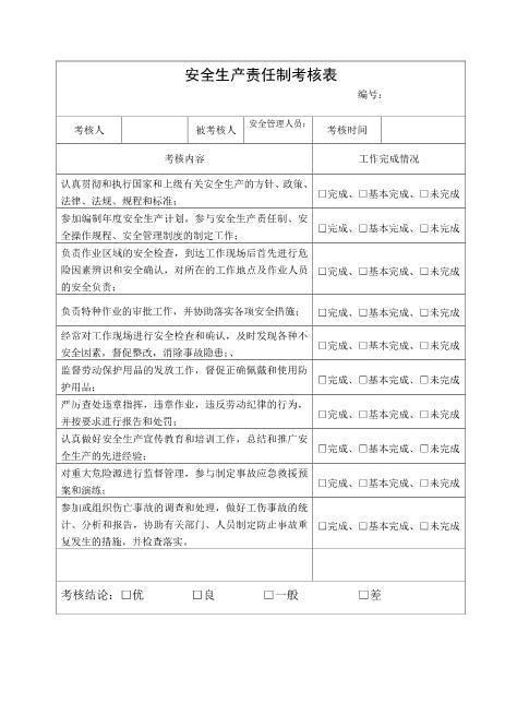 23.安全管理人员安全生产责任制考核表