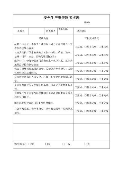 5.财务总监安全生产责任制考核表