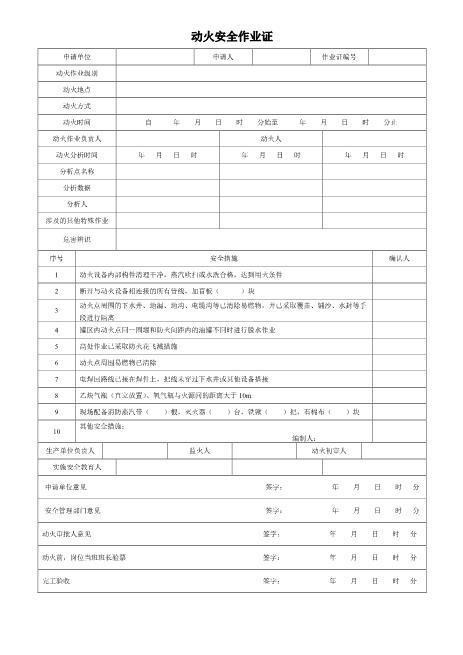 1.八大特殊作业票证