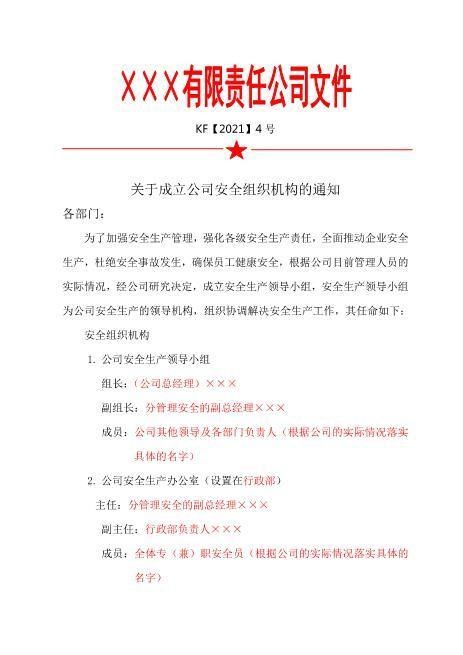 2.关于成立公司安全组织机构的通知