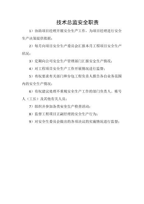 技术总监安全职责