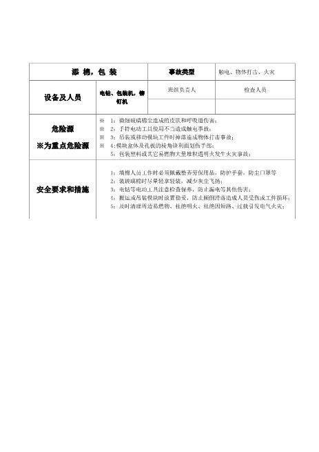 重大危险源监控记录-填棉包装参考资料