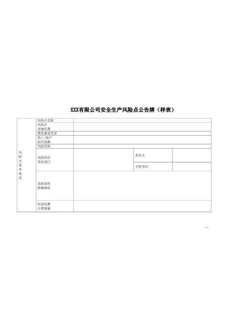 “一线三排”风险点公告牌样表