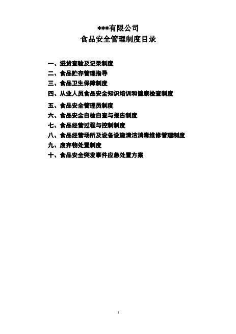 食品安全管理制度(最新)