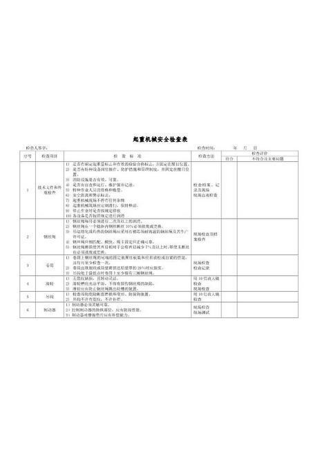 8.特种设备安全检查表（企业不涉及的项可不填）手写