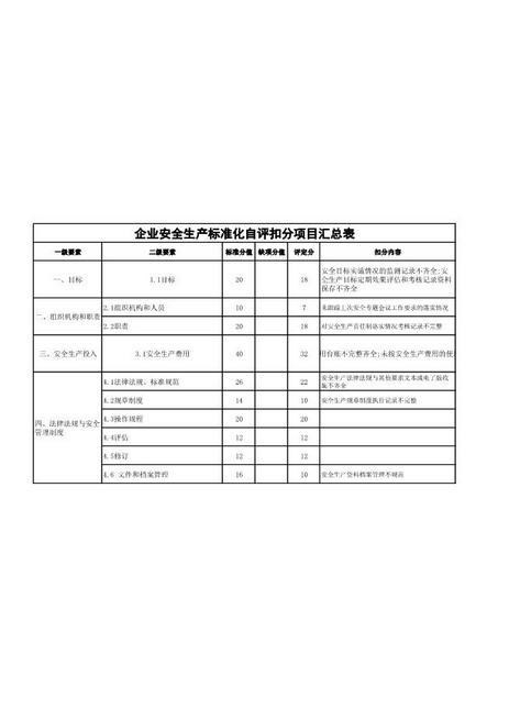 7.自评扣分项目汇总表